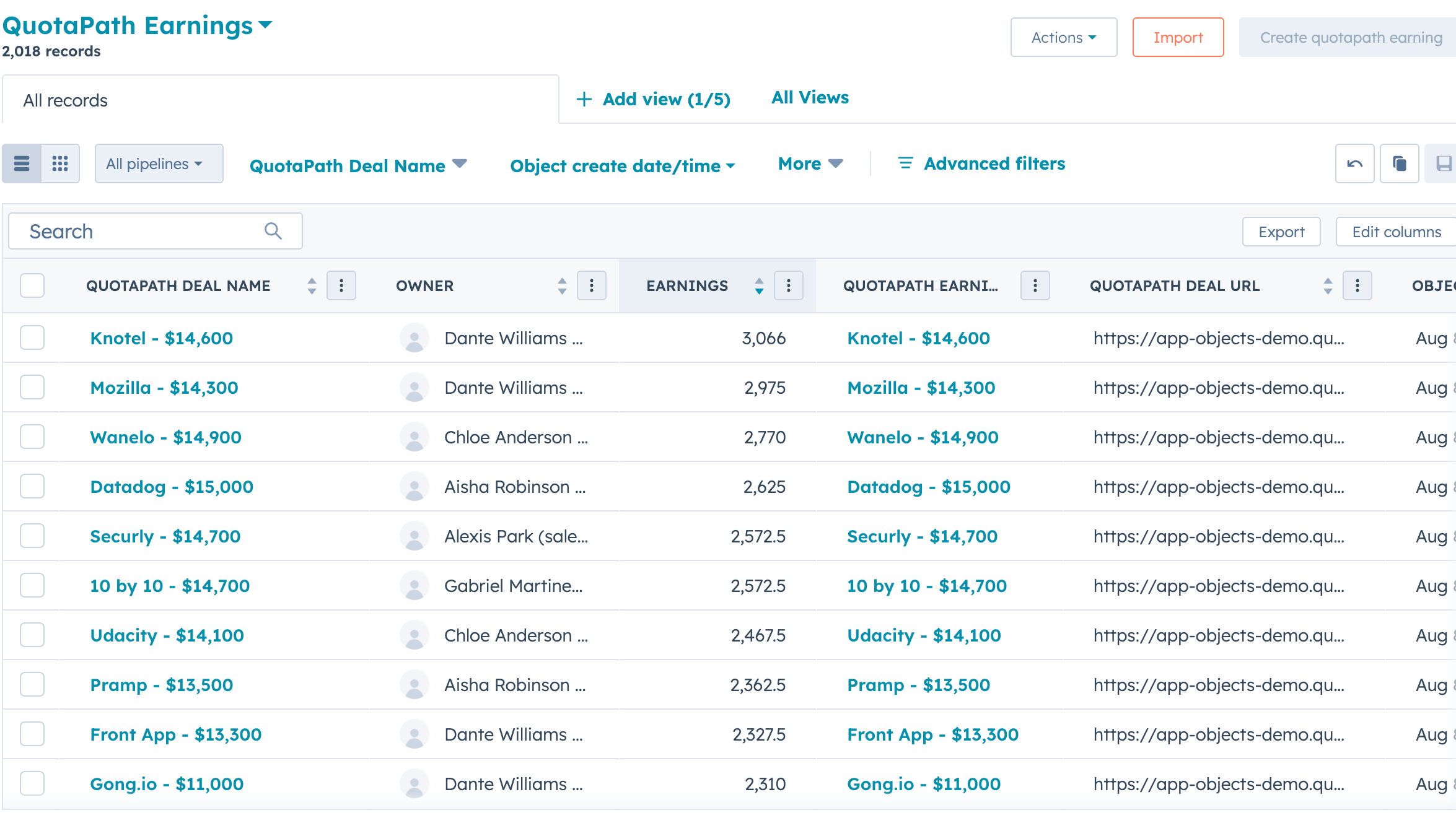 QuotaPath Earnings app object